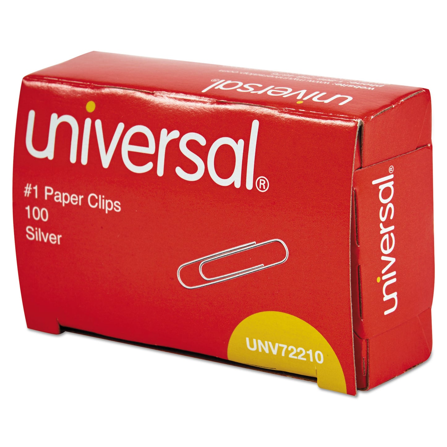 Universal Paper Clips, #1, Smooth, Silver, 100/Box (72210BX)