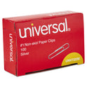 Universal Paper Clips, #1, Nonskid, Silver, 100 Clips/Box, 10 Boxes/Pack (72230)