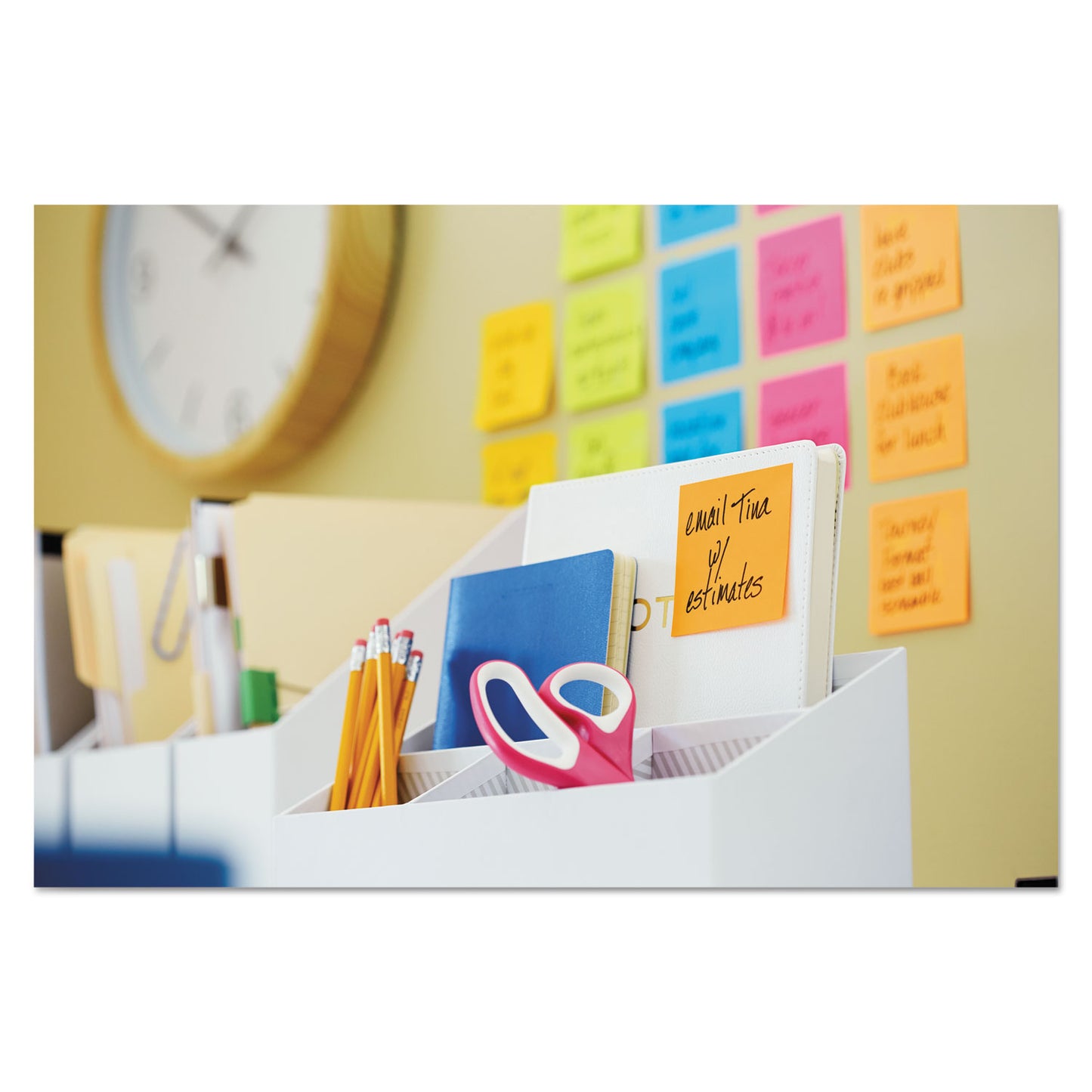 Post-it Pads in Energy Boost Collection Colors, 3" x 3", 90 Sheets/Pad, 5 Pads/Pack (6545SSUC)