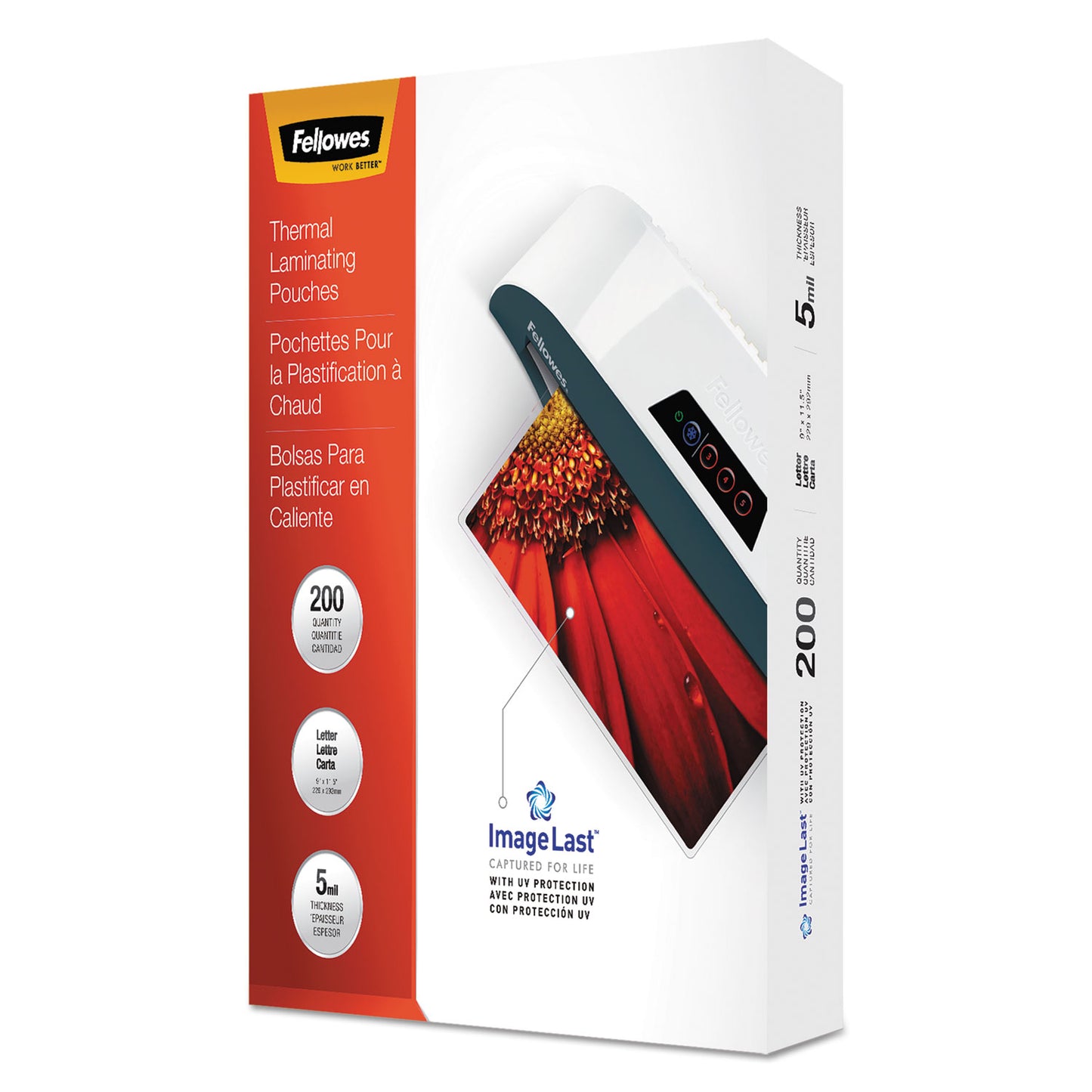 Fellowes ImageLast Laminating Pouches with UV Protection, 5 mil, 9" x 11.5", Clear, 200/Pack (5245301)