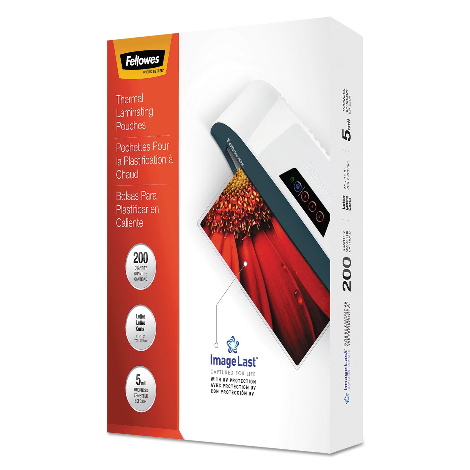 Fellowes ImageLast Laminating Pouches with UV Protection, 5 mil, 9" x 11.5", Clear, 200/Pack (5245301)