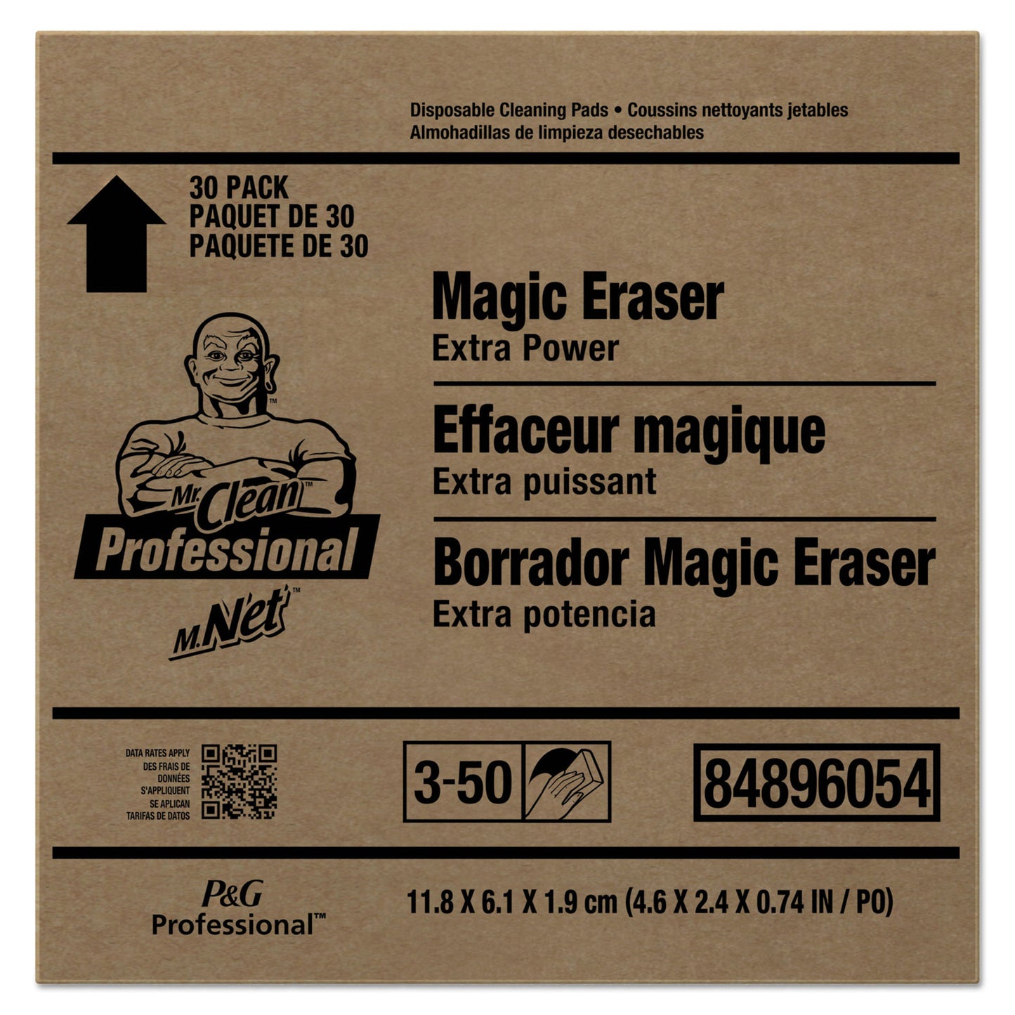 Mr. Clean Magic Eraser Extra Durable, 4.6 x 2.4, 0.7" Thick, White, 30/Carton (16449)