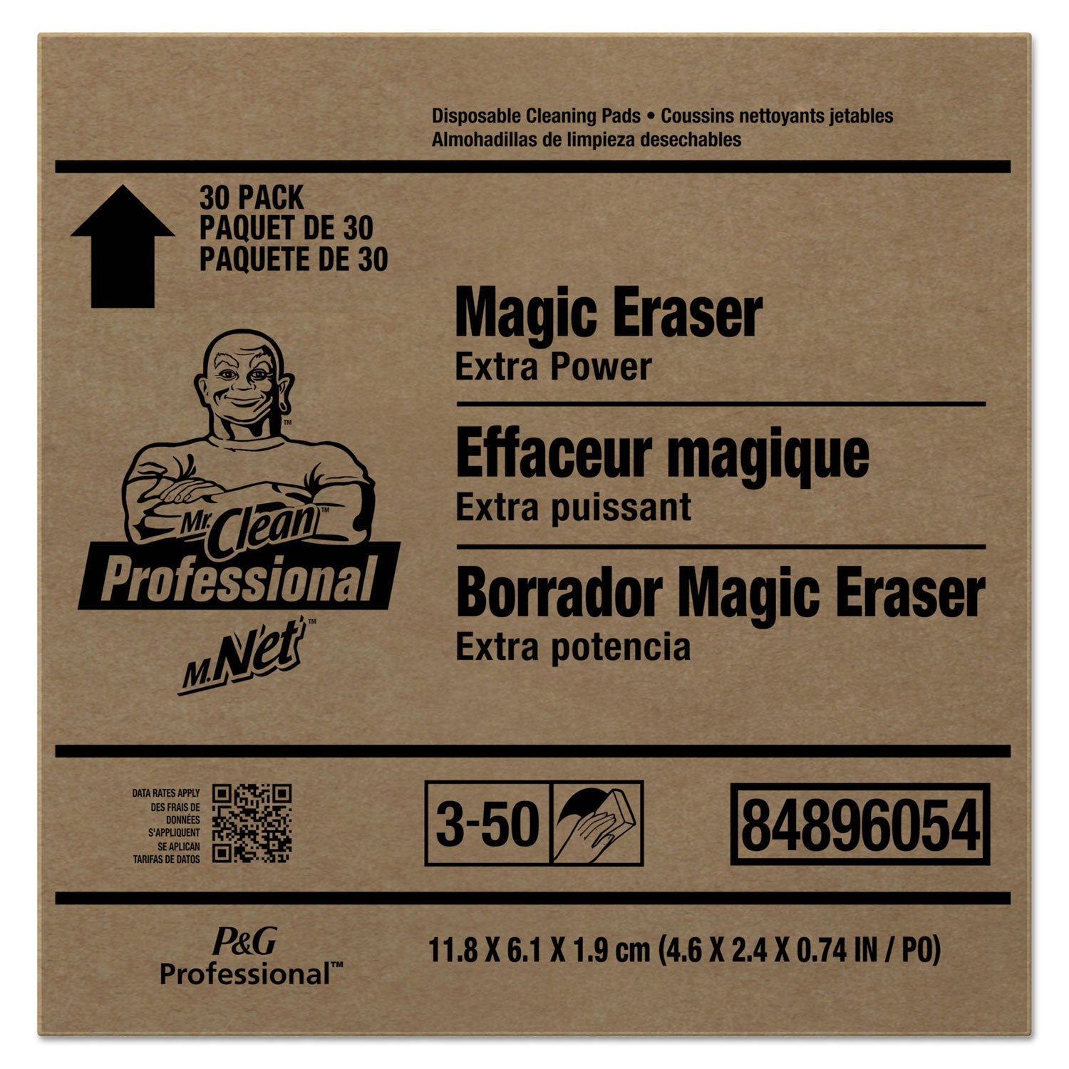 Mr. Clean Magic Eraser Extra Durable, 4.6 x 2.4, 0.7" Thick, White, 30/Carton (16449)