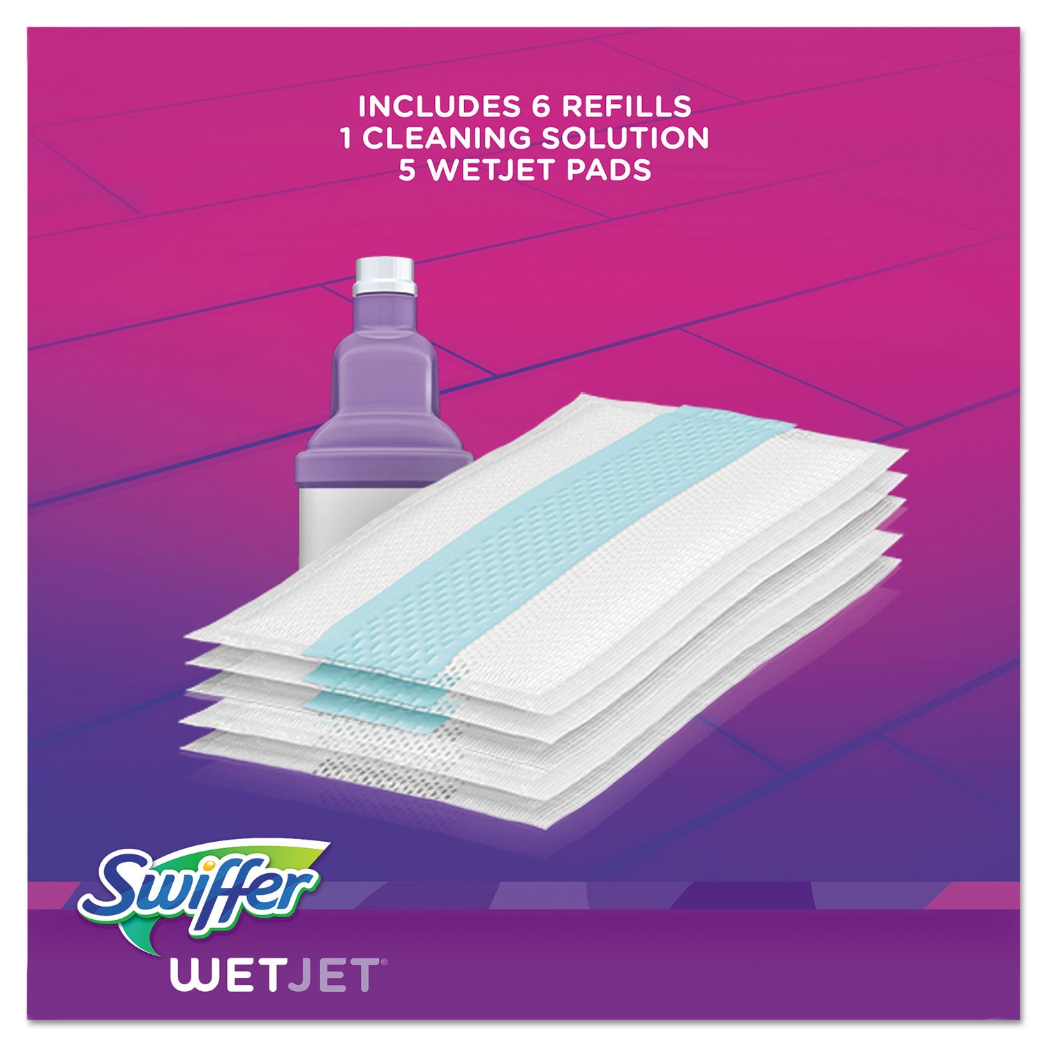 Swiffer WetJet Mop, 11 x 5 White Cloth Head, 46" Purple/Silver Aluminum/Plastic Handle, 2/Carton (92811CT)