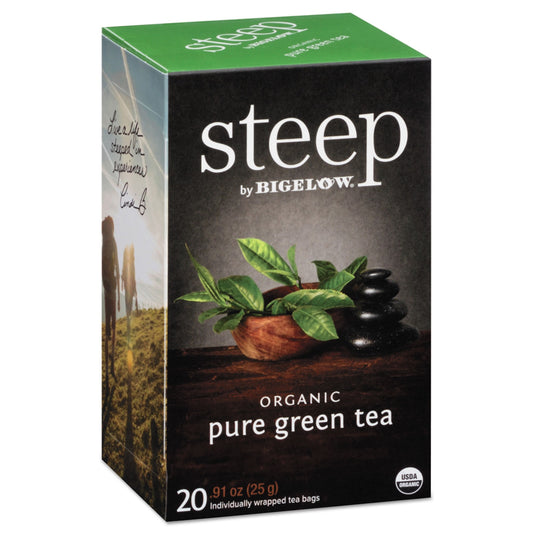 Bigelow steep Tea, Pure Green, 0.91 oz Tea Bag, 20/Box (17703)