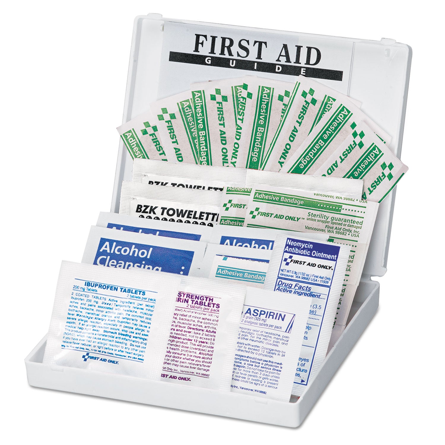 First Aid Only All-Purpose First Aid Kit, 34 Pieces, 3.74 x 4.75, 34 Pieces, Plastic Case (112)