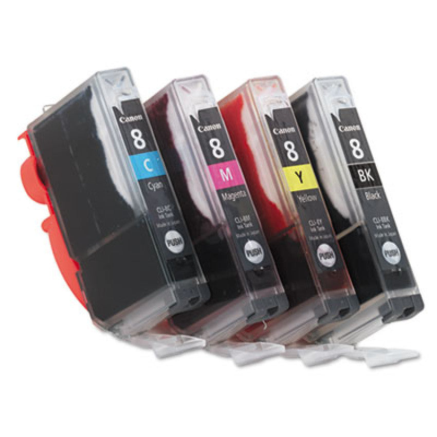 Canon 0620B010 (CLI-8) Ink, Black/Cyan/Magenta/Yellow, 4/Pack