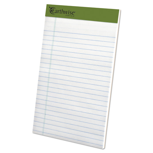 Earthwise by Ampad Recycled Paper Legal Pads, Wide/Legal Rule, 40 White 5 x 8 Sheets, 6/Pack (40112)