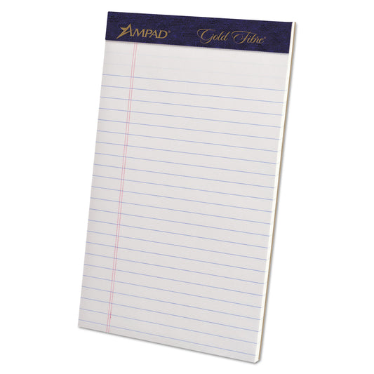 Ampad Gold Fibre Writing Pads, Narrow Rule, 50 White 5 x 8 Sheets, 4/Pack (20018)