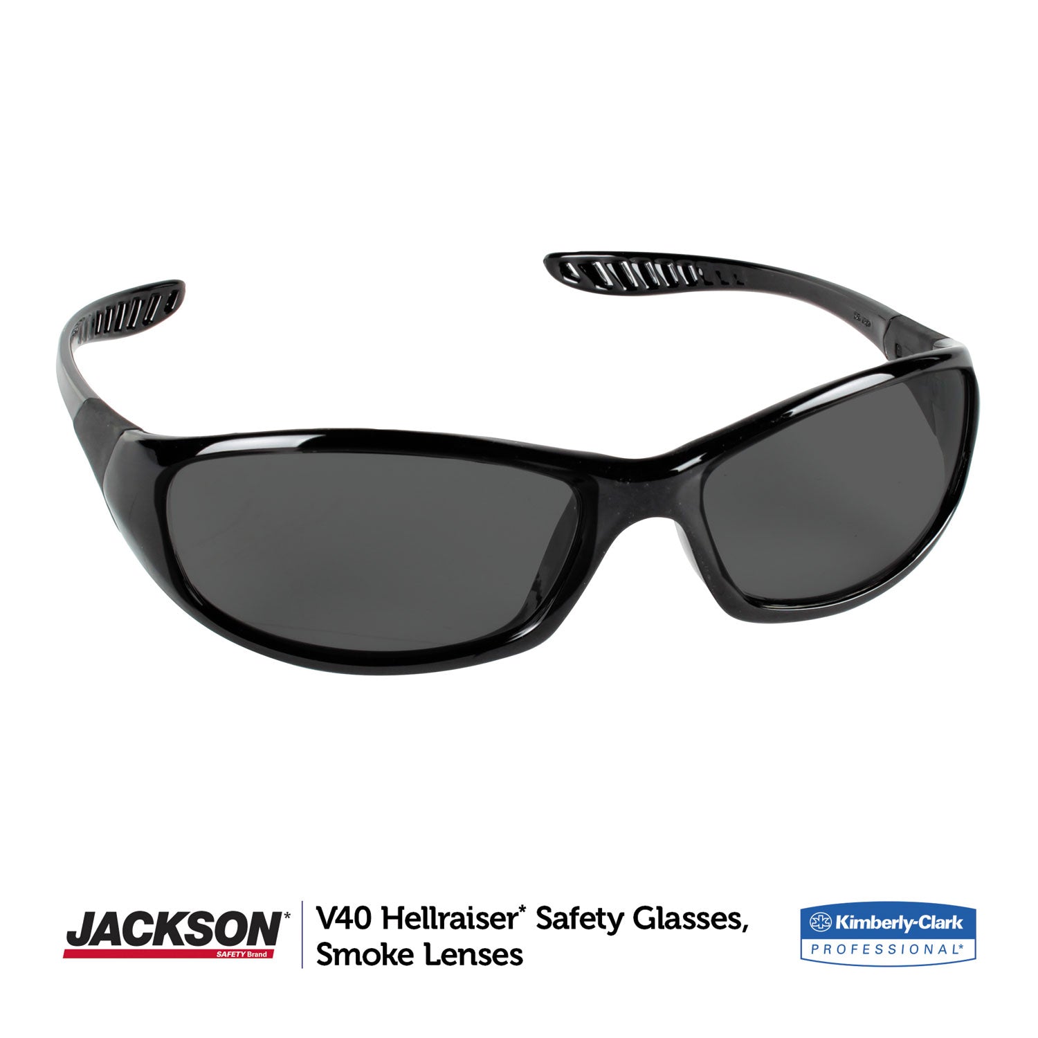 KleenGuard V40 HellRaiser Safety Glasses, Black Frame, Smoke Lens (25714)