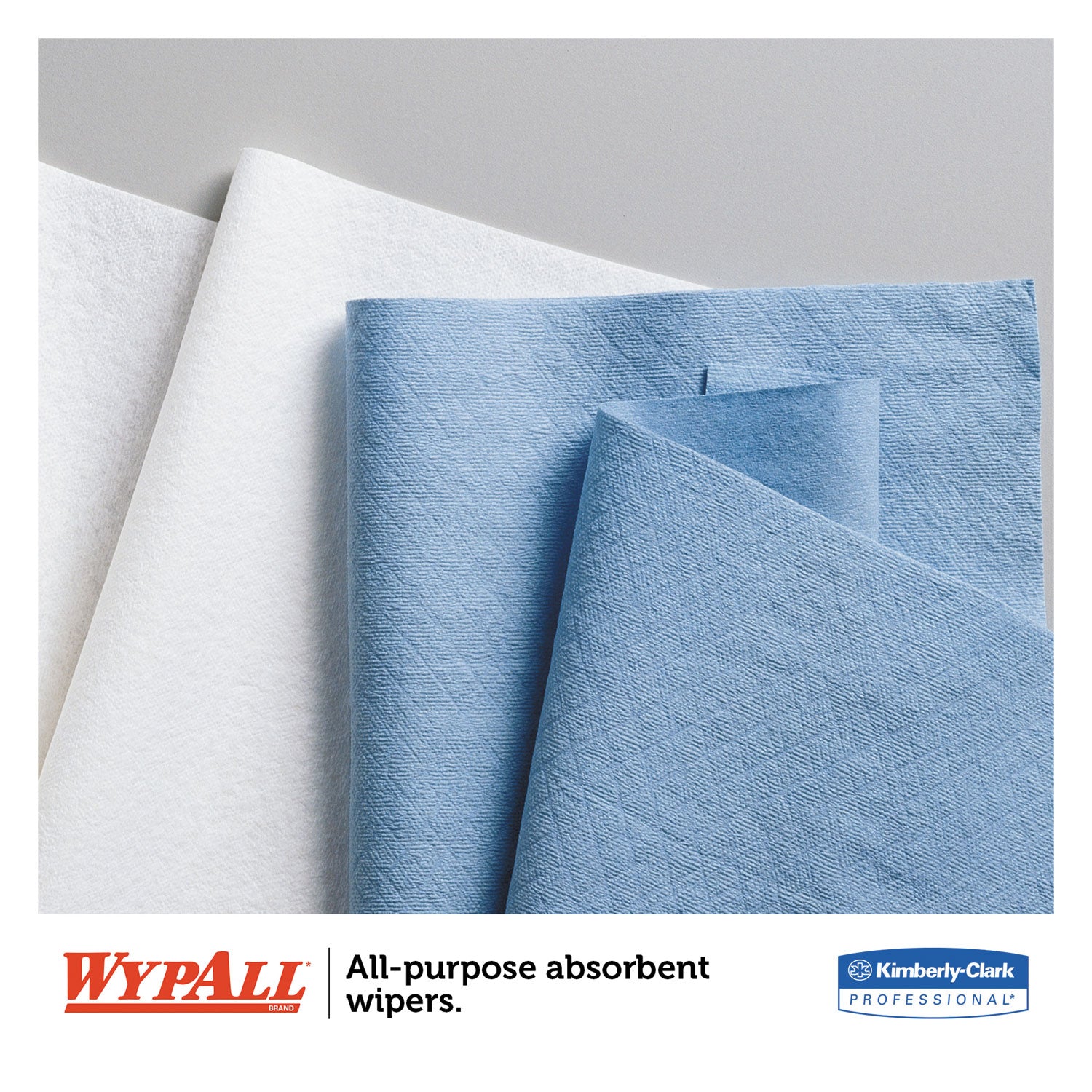 WypAll L40 Wiper, 1/4 Fold, Blue, 12.5 x 12, 56/Box, 12 Boxes/Carton (05776)