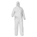 KleenGuard A35 Liquid and Particle Protection Coveralls, Zipper Front, Hooded, Elastic Wrists and Ankles, X-Large, White, 25/Carton (38939)