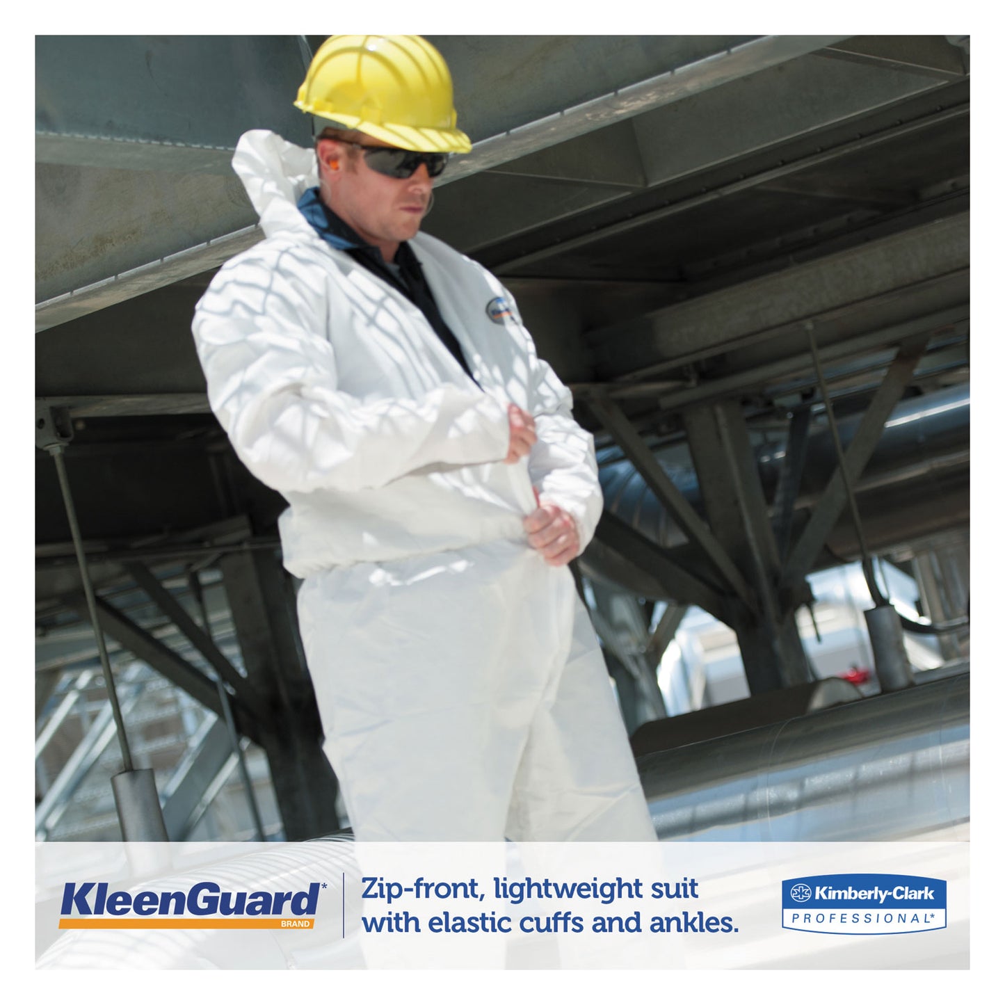 KleenGuard A35 Liquid and Particle Protection Coveralls, Zipper Front, Hooded, Elastic Wrists and Ankles, 2X-Large, White, 25/Carton (38941)