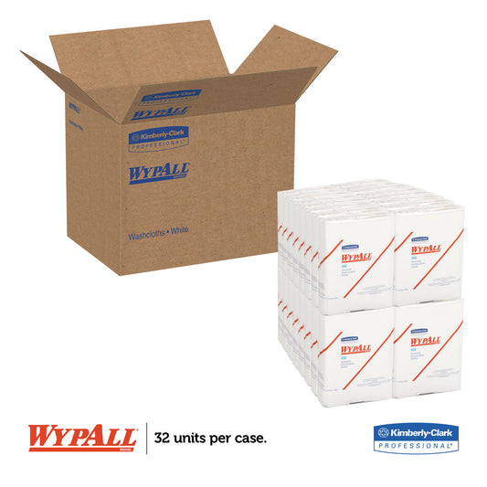 WypAll X50 Cloths, 1/4 Fold, 12.5 x 10, White, 26/Pack, 32 Packs/Carton (35025)