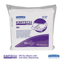 Kimtech W4 Critical Task Wipers, Flat Double Bag, 12 x 12, Unscented, White, 100/Bag, 5 Bags/Carton (33330)