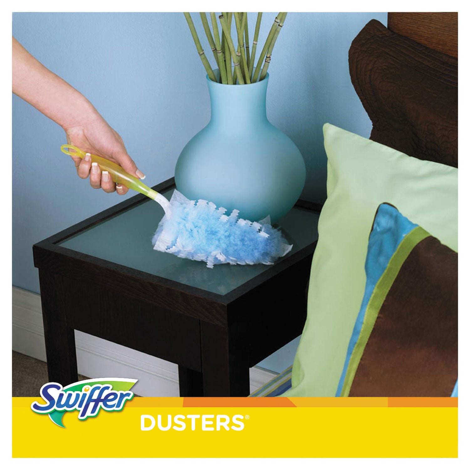 Swiffer Dusters Starter Kit, Dust Lock Fiber, 6" Handle, Blue/Yellow (11804KT)