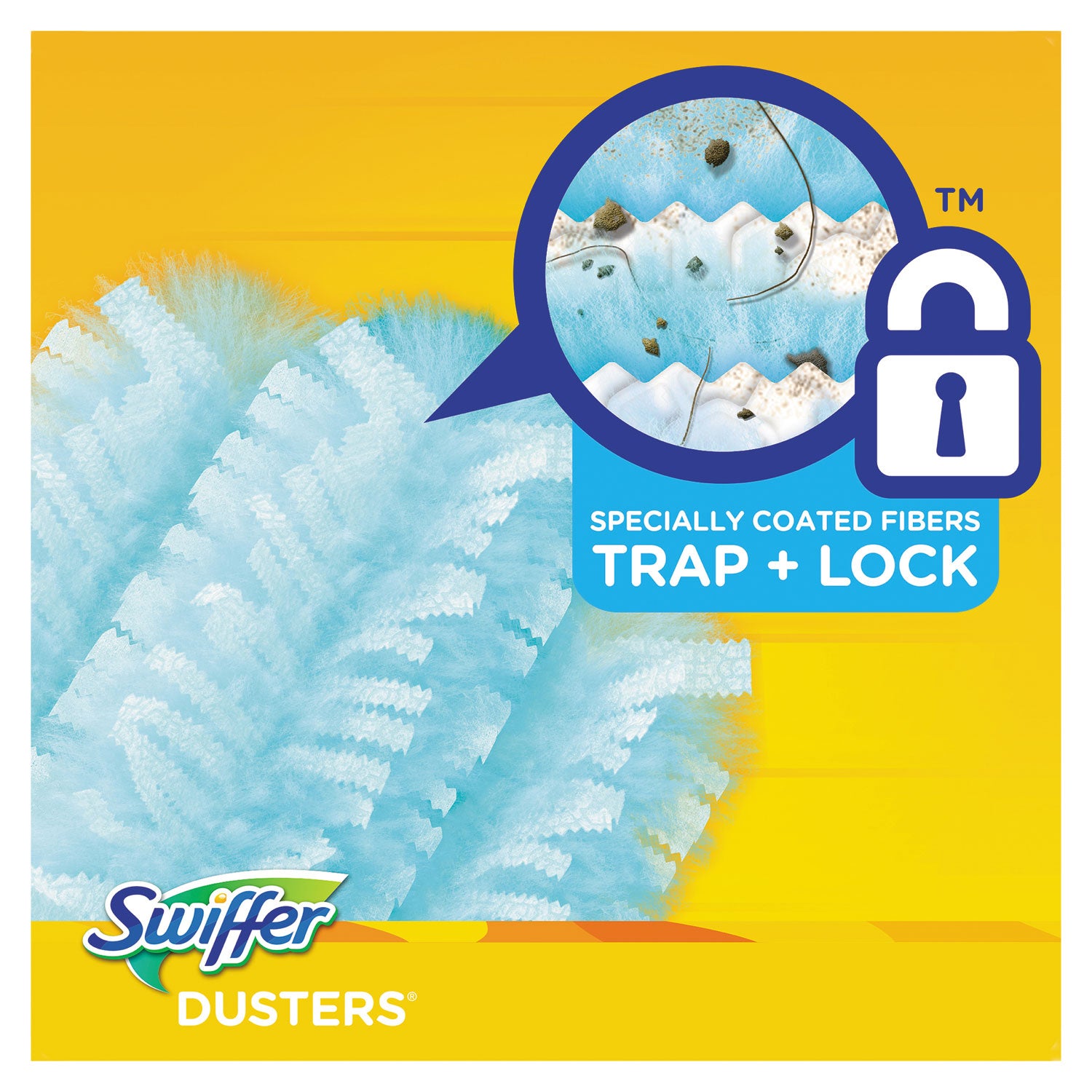 Swiffer Dusters Starter Kit, Dust Lock Fiber, 6" Handle, Blue/Yellow, 6/Carton (11804CT)