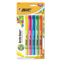 BIC Brite Liner Highlighter, Assorted Ink Colors, Chisel Tip, Assorted Barrel Colors, 5/Set (BLP51WASST)