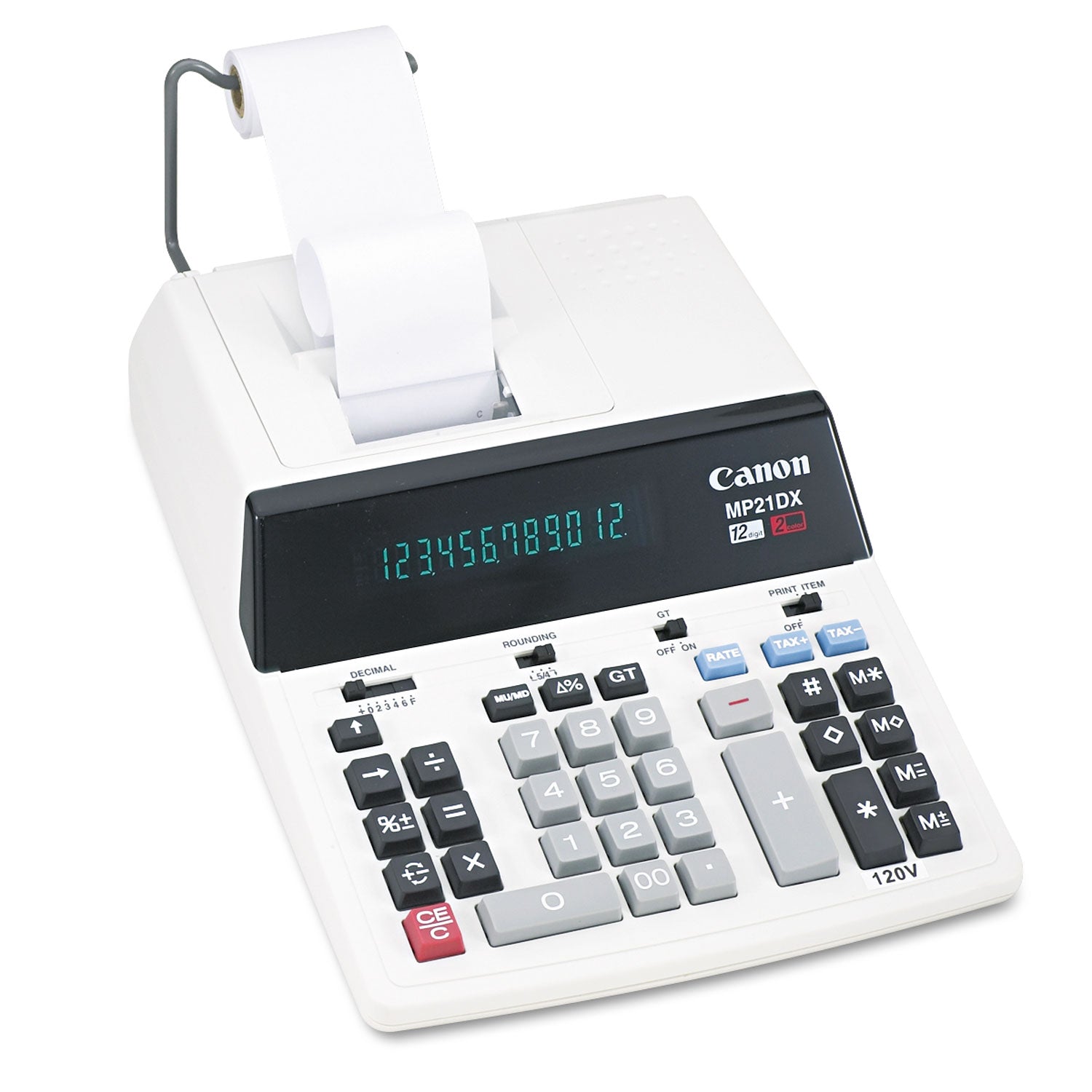 Canon MP21DX 12-Digit Ribbon Printing Calculator, Black/Red Print, 3.5 Lines/Sec