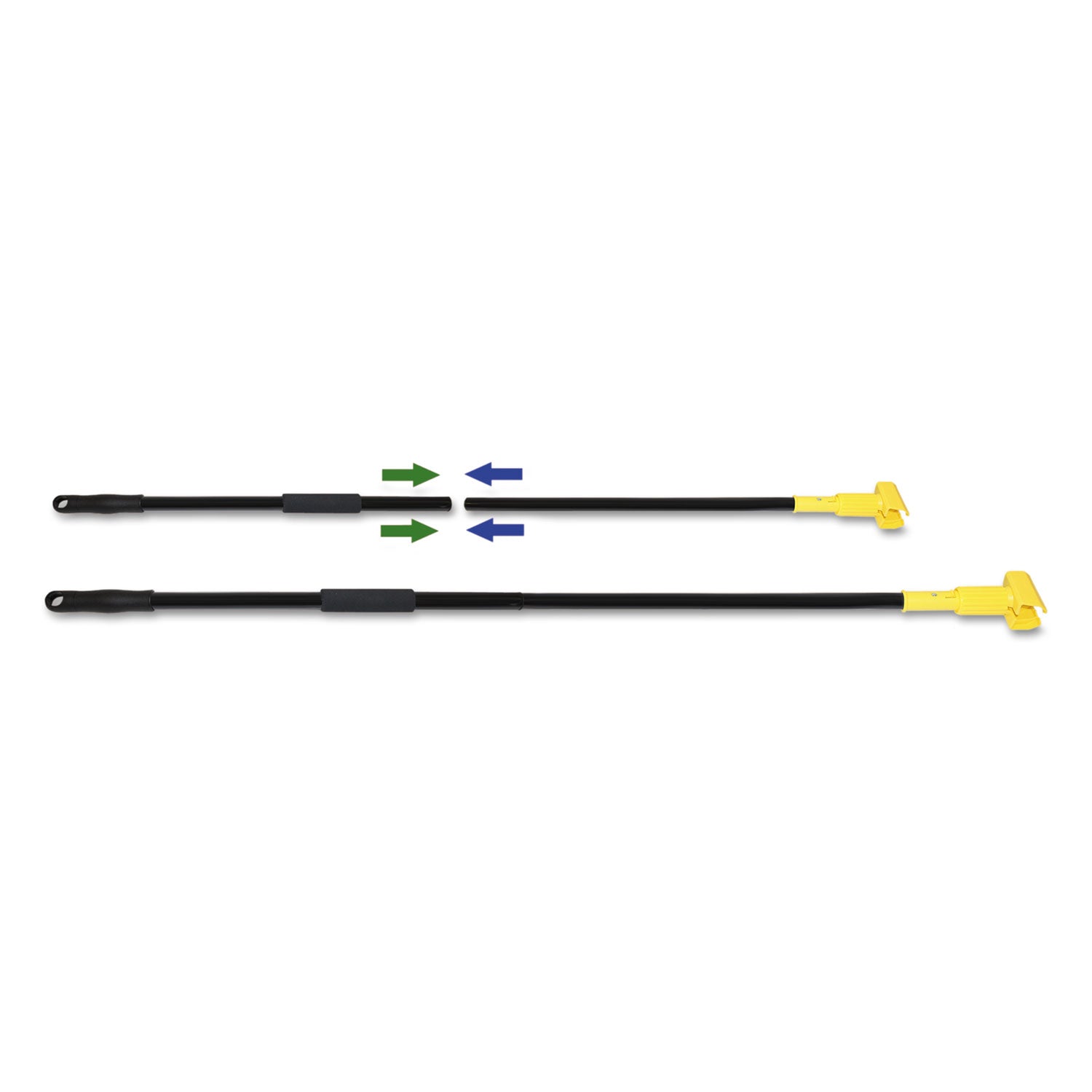 Boardwalk Two-Piece Metal Handle with Plastic Jaw Head, 1.5" dia x 59", Black/Yellow (FF610)