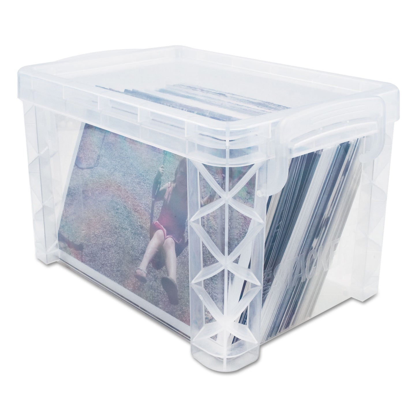 Advantus Super Stacker Storage Boxes, Holds 400 3 x 5 Cards, 6.25 x 3.88 x 3.5, Plastic, Clear (40307)