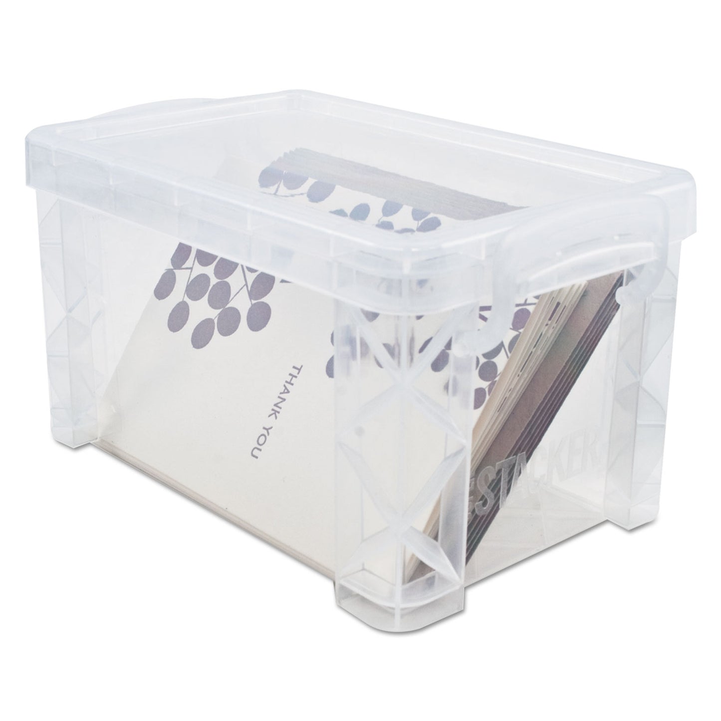 Advantus Super Stacker Storage Boxes, Holds 500 4 x 6 Cards, 7.25 x 5 x 4.75, Plastic, Clear (40305)