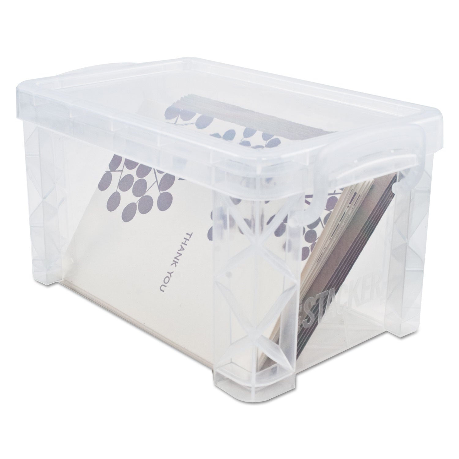 Advantus Super Stacker Storage Boxes, Holds 500 4 x 6 Cards, 7.25 x 5 x 4.75, Plastic, Clear (40305)
