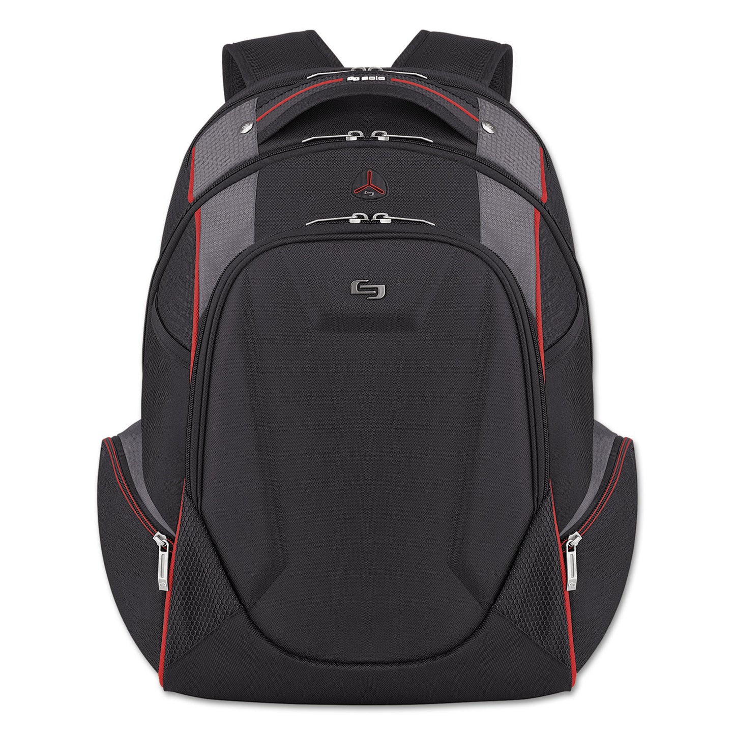 SOLO Launch Laptop Backpack, Fits Devices Up to 17.3", Polyester, 12.5 x 8 x 19.5, Black/Gray/Red (ACV7114)