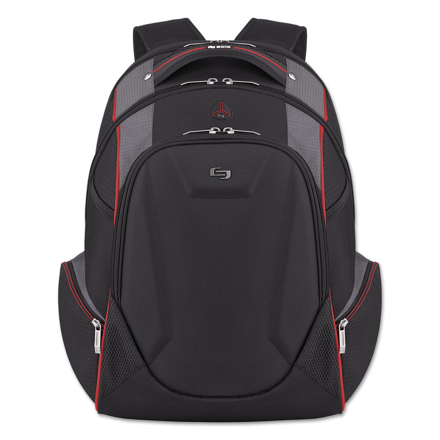 SOLO Launch Laptop Backpack, Fits Devices Up to 17.3", Polyester, 12.5 x 8 x 19.5, Black/Gray/Red (ACV7114)