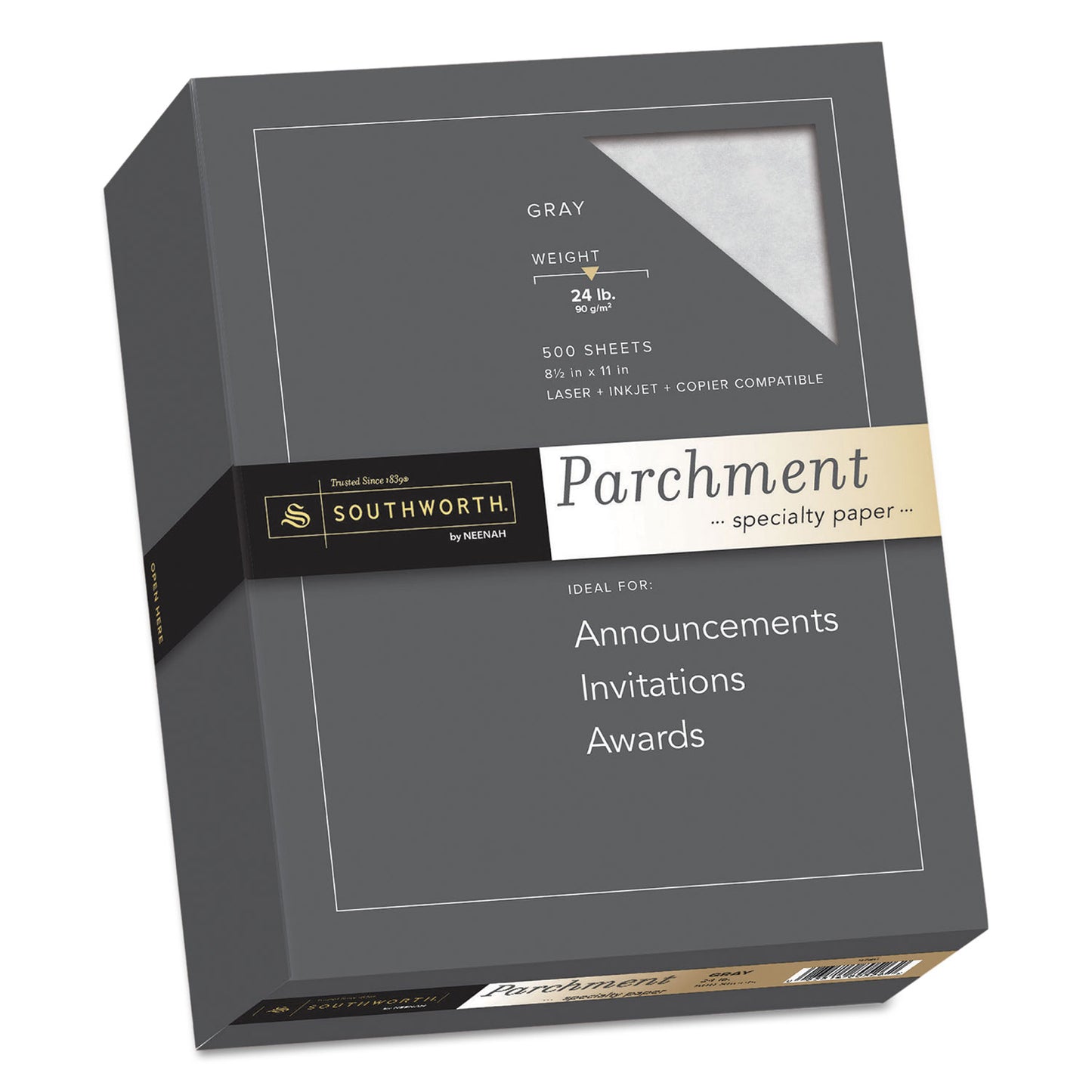 Southworth Parchment Specialty Paper, 24 lb Bond Weight, 8.5 x 11, Gray, 500/Ream (974C)