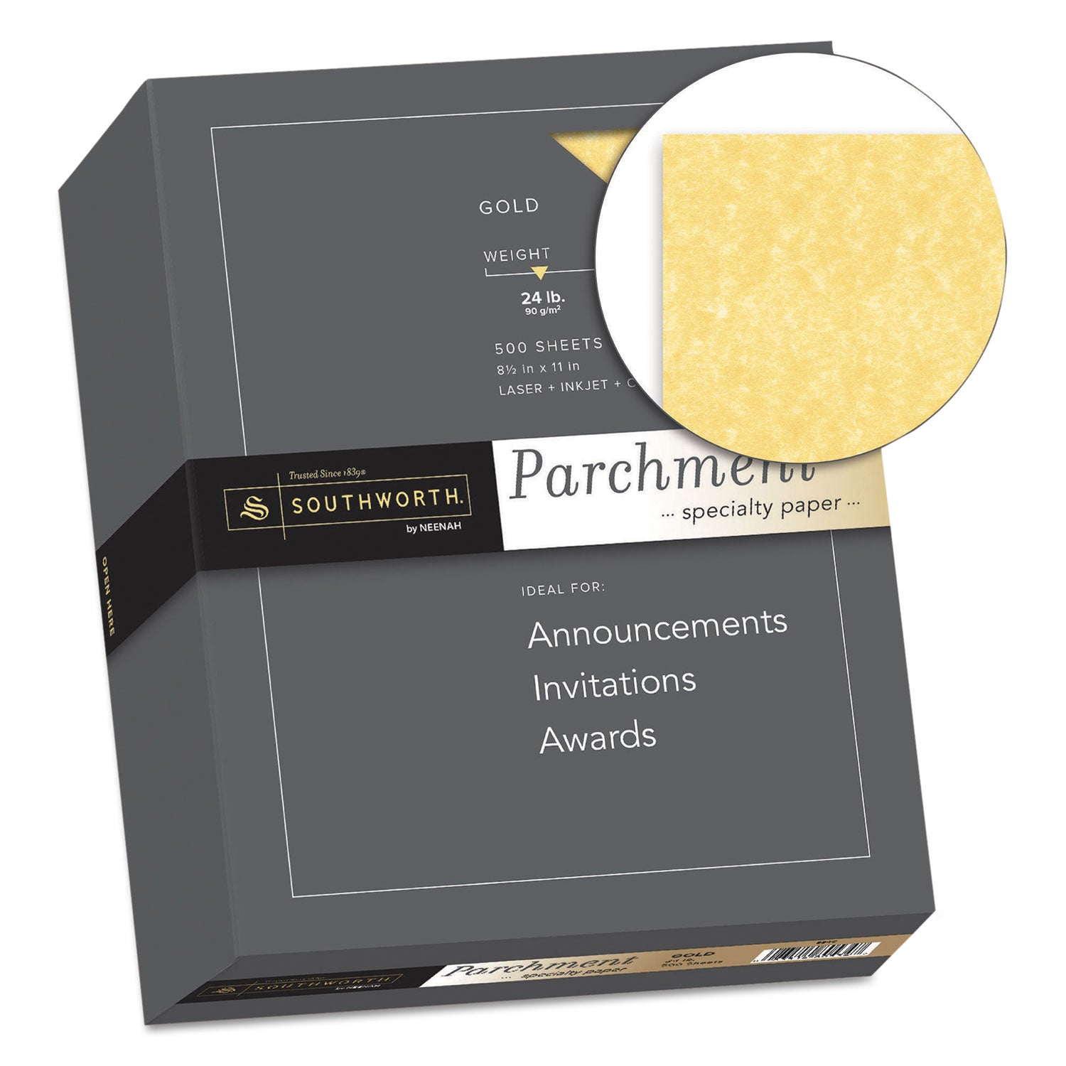 Southworth Parchment Specialty Paper, 24 lb Bond Weight, 8.5 x 11, Gold, 500/Ream (994C)