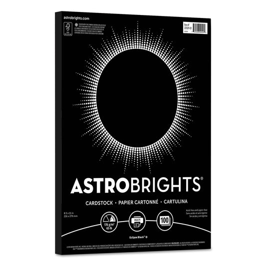 Astrobrights Color Cardstock, 65 lb Cover Weight, 8.5 x 11, Eclipse Black, 100/Pack (2202401)