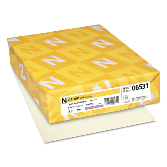 Neenah Paper CLASSIC Laid Stationery, 24 lb Bond Weight, 8.5 x 11, Classic Natural White, 500/Ream (06531)