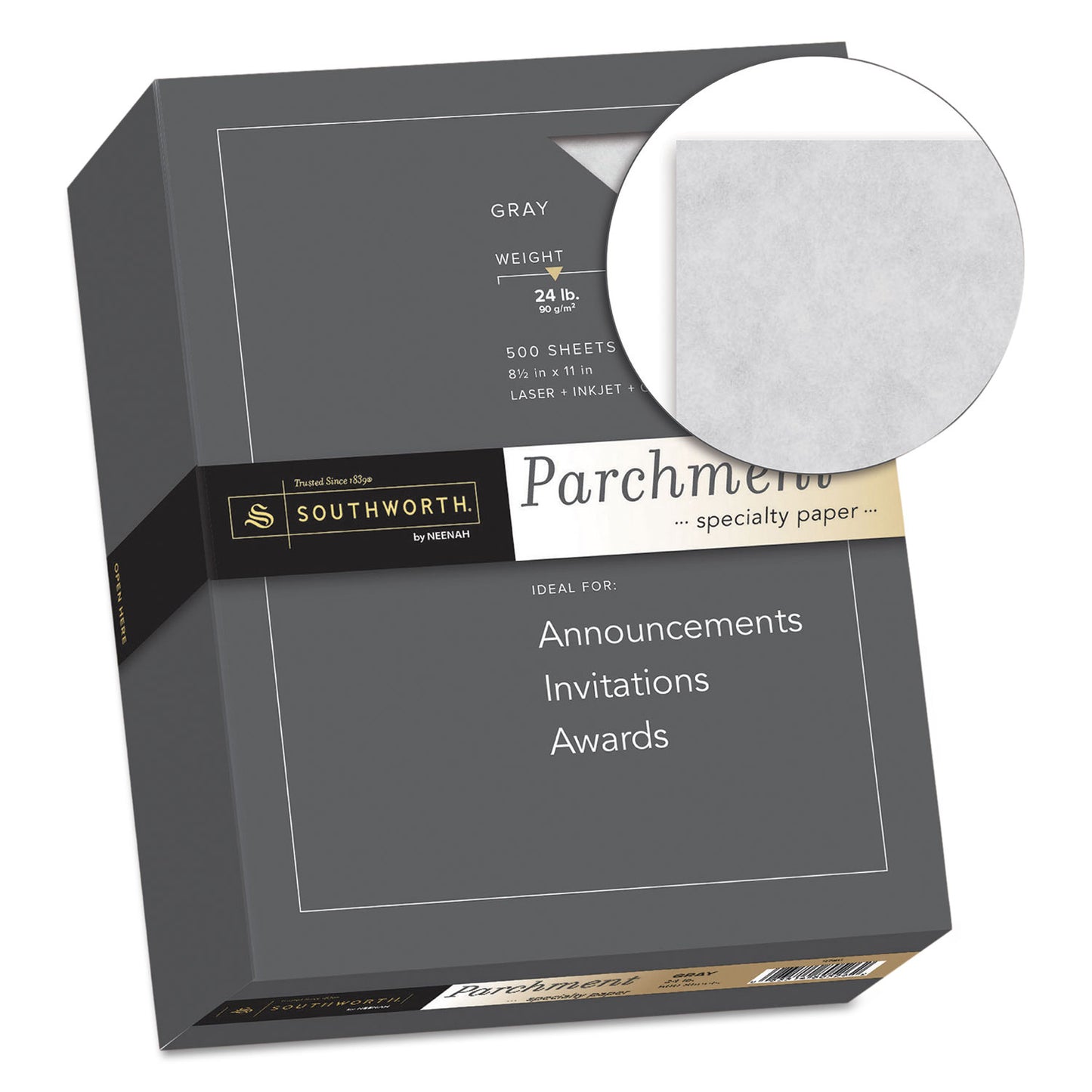 Southworth Parchment Specialty Paper, 24 lb Bond Weight, 8.5 x 11, Gray, 500/Ream (974C)