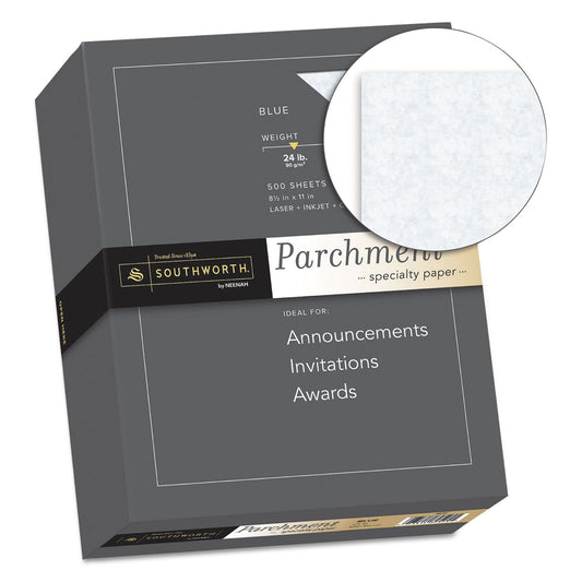 Southworth Parchment Specialty Paper, 24 lb Bond Weight, 8.5 x 11, Blue, 500/Ream (964C)