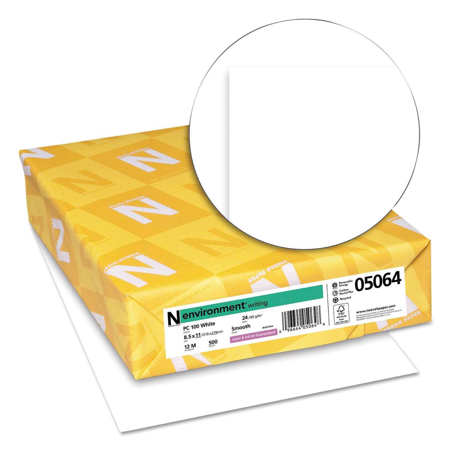 Neenah Paper ENVIRONMENT Stationery Paper, 95 Bright, 24 lb Bond Weight, 8.5 x 11, White, 500/Ream (05064)