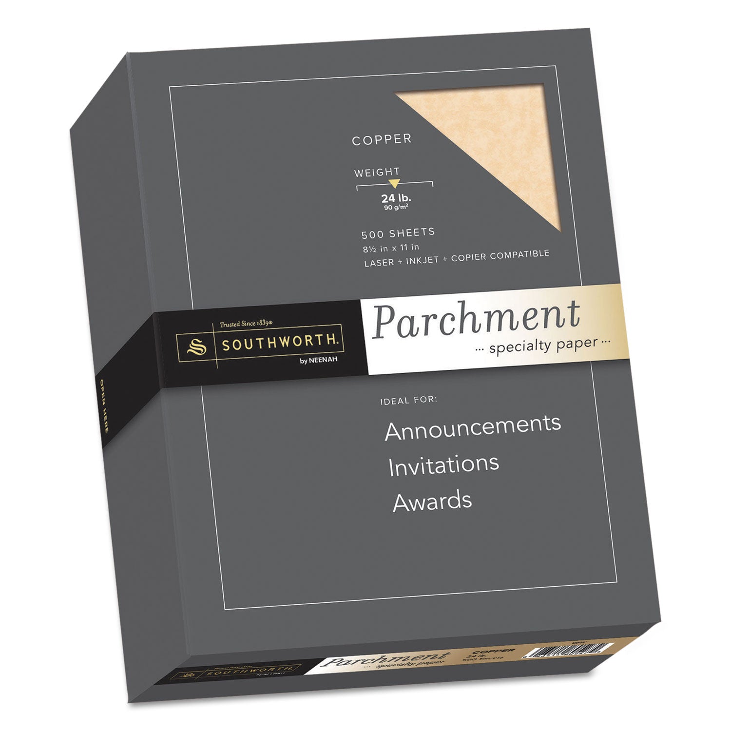 Southworth Parchment Specialty Paper, 24 lb Bond Weight, 8.5 x 11, Copper, 500/Box (894C)