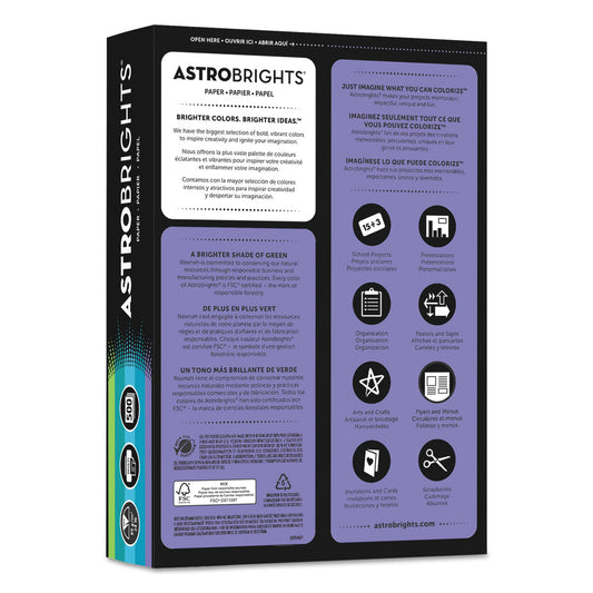 Astrobrights Color Paper - "Cool" Assortment, 24 lb Bond Weight, 8.5 x 11, Assorted Cool Colors, 500/Ream (20274)