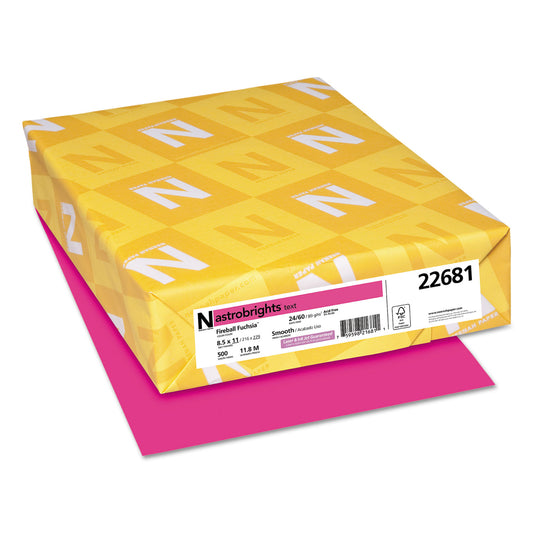 Astrobrights Color Paper, 24 lb Bond Weight, 8.5 x 11, Fireball Fuchsia, 500/Ream (22681)