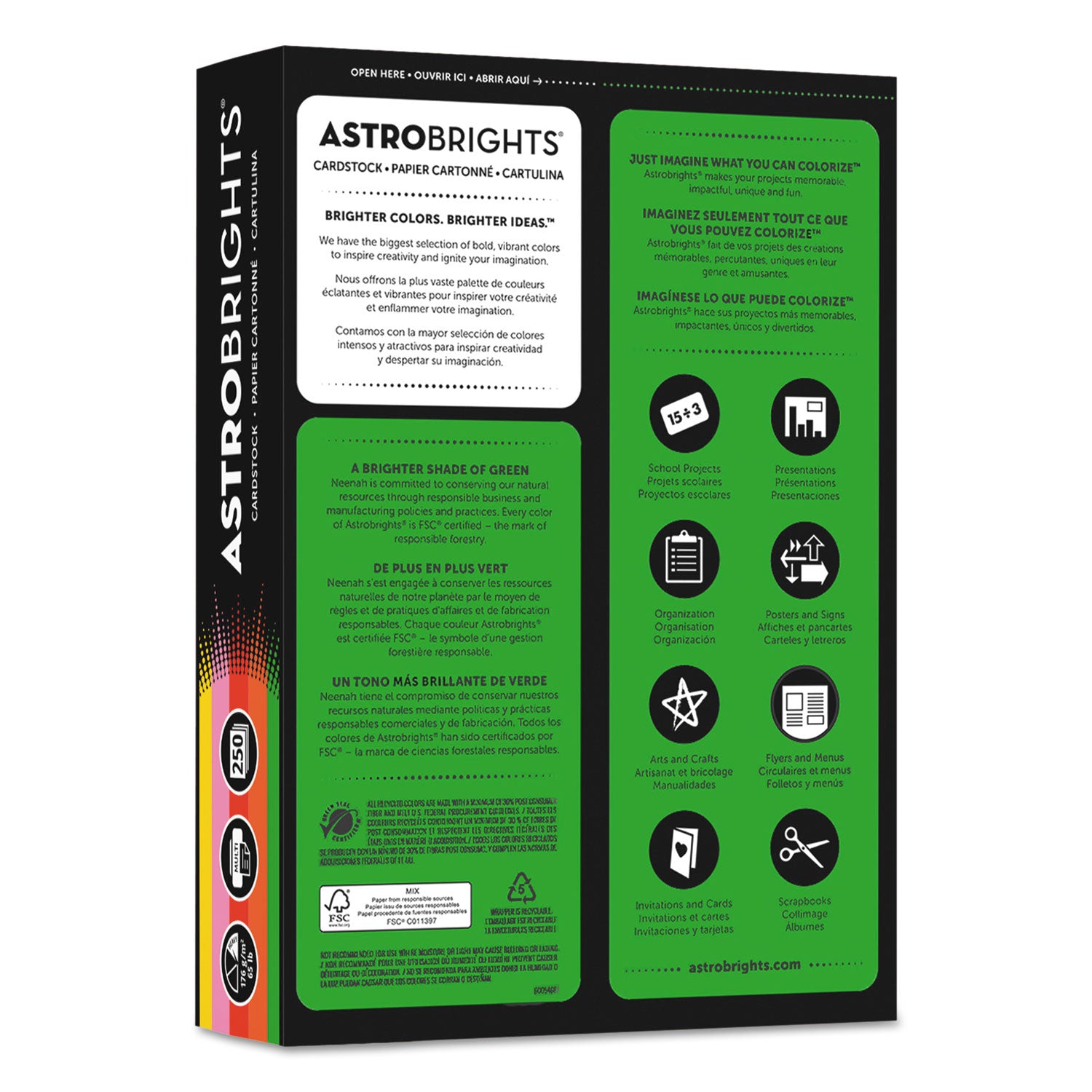 Astrobrights Color Cardstock -"Vintage" Assortment, 65 lb Cover Weight, 8.5 x 11, Assorted, 250/Pack (21003)