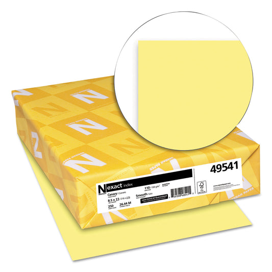 Neenah Paper Exact Index Card Stock, 110 lb Index Weight, 8.5 x 11, Canary, 250/Pack (49541)