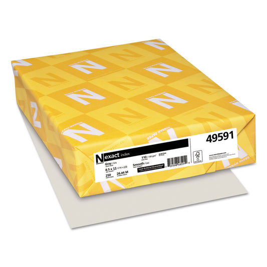 Neenah Paper Exact Index Card Stock, 110 lb Index Weight, 8.5 x 11, Gray, 250/Pack (49591)