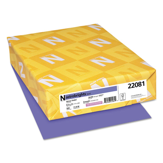 Astrobrights Color Paper, 24 lb Bond Weight, 8.5 x 11, Venus Violet, 500/Ream (22081)