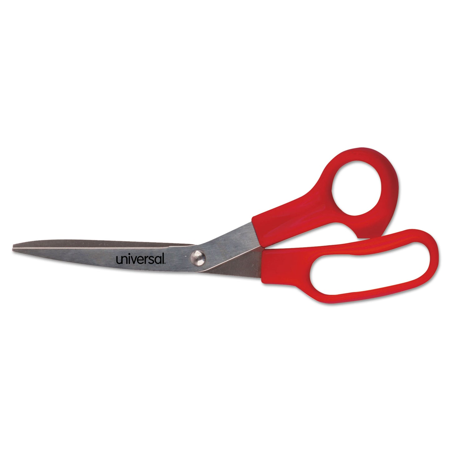 Universal General Purpose Stainless Steel Scissors, 7.75" Long, 3" Cut Length, Offset Red Handle, 3/Pack (92019)