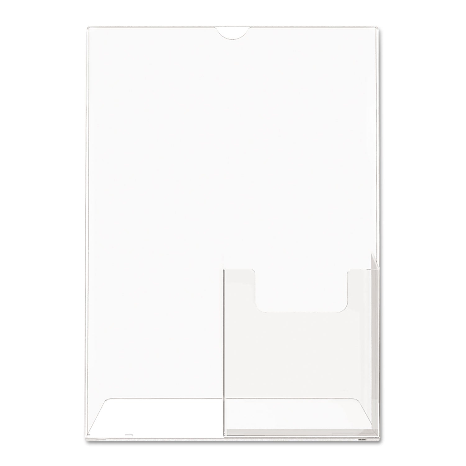 Deflecto Superior Image Slanted Sign Holder with Front Pocket, 9w x 4.5d x 10.75h, Clear (590501)