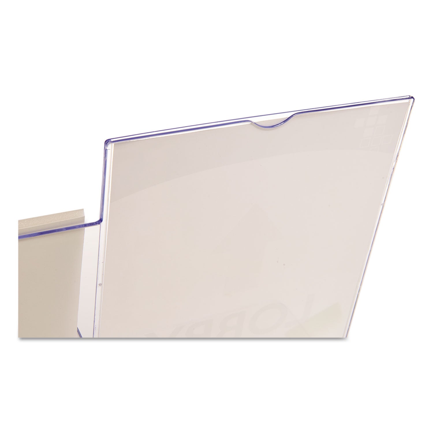 Deflecto Superior Image Slanted Sign Holder with Side Pocket, 13.5w x 4.25d x 10.88h, Clear (599401)