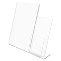 Deflecto Superior Image Slanted Sign Holder with Side Pocket, 13.5w x 4.25d x 10.88h, Clear (599401)