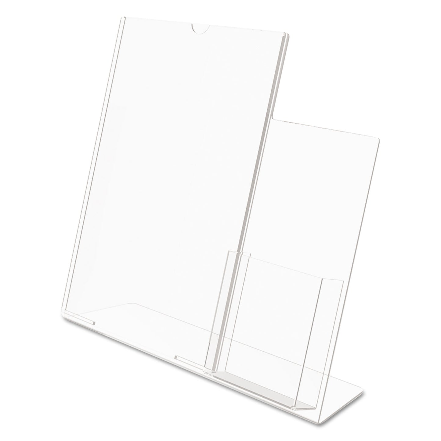 Deflecto Superior Image Slanted Sign Holder with Side Pocket, 13.5w x 4.25d x 10.88h, Clear (599401)