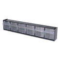 Deflecto Tilt Bin Interlocking Multi-Bin Storage Organizer, 6 Sections, 23.63" x 3.63" x 4.5", Black/Clear (20604OP)