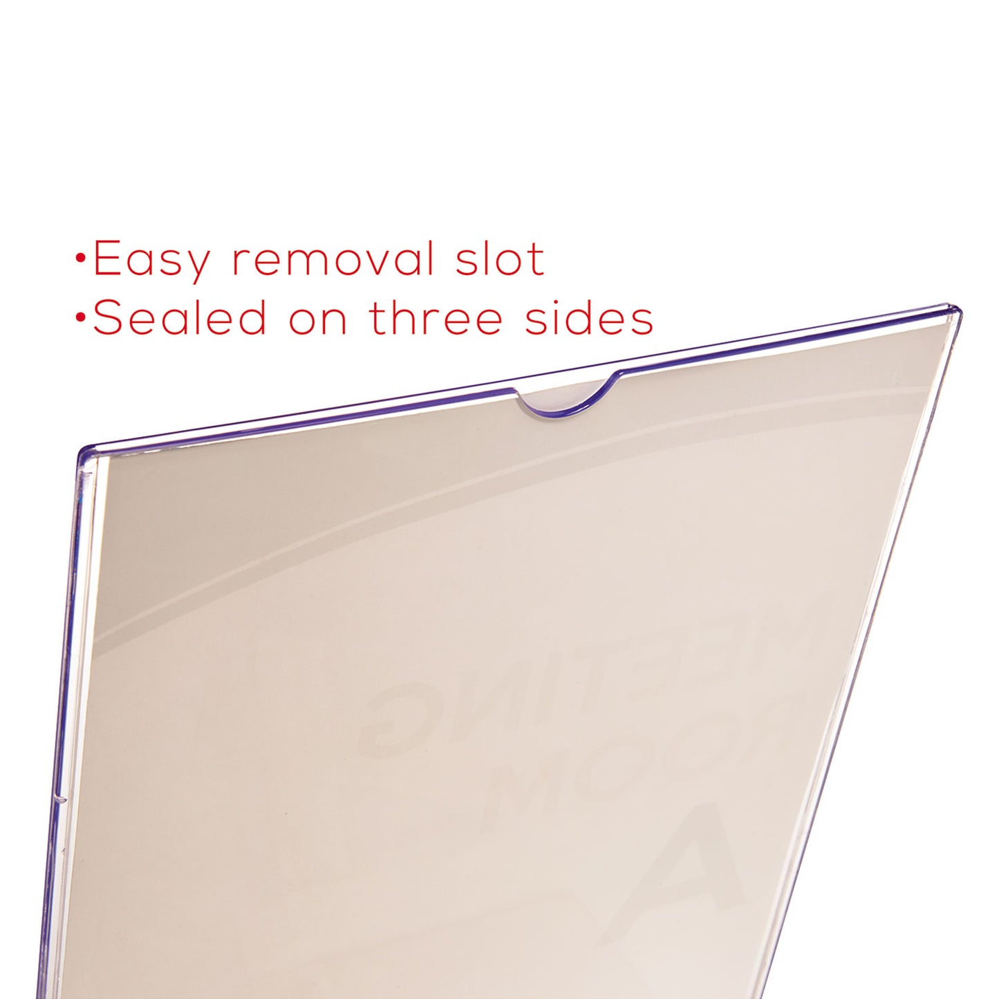 Deflecto Superior Image Slanted Sign Holder with Side Pocket, 13.5w x 4.25d x 10.88h, Clear (599401)